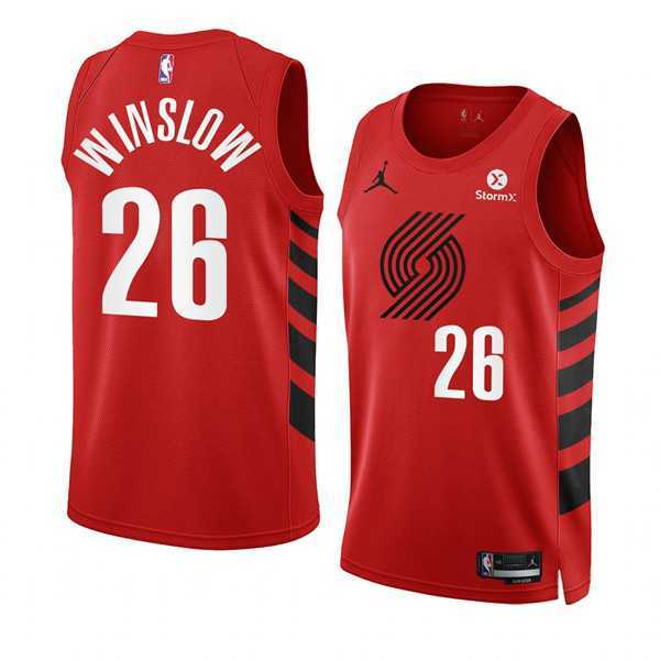 Men%27s Portland Trail Blazers #26 Justise Winslow 2022-23 Red Statement Edition Swingman Stitched Basketball Jersey Dzhi